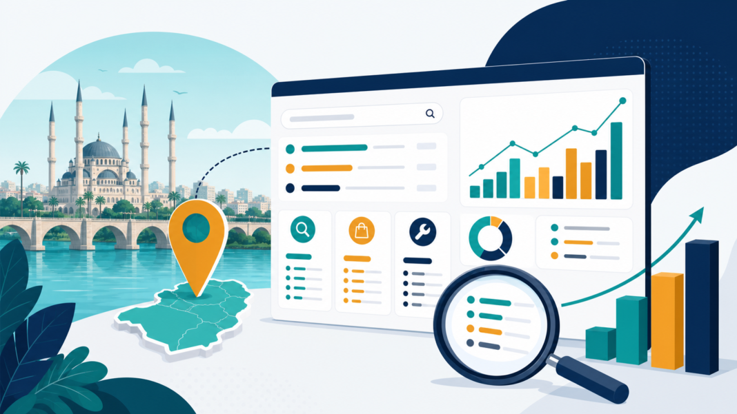Adana için yönetilen bir Google Ads hesabında gecikmeli dönüşümleri, performans grafiğini ve analiz büyüteçlerini gösteren kapak görseli