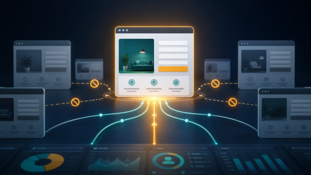 Adana odaklı bir Google Ads hesabında farklı açılış sayfaları arasında trafik dağılımını ve Final URL Expansion kontrol kararını gösteren kapak görseli